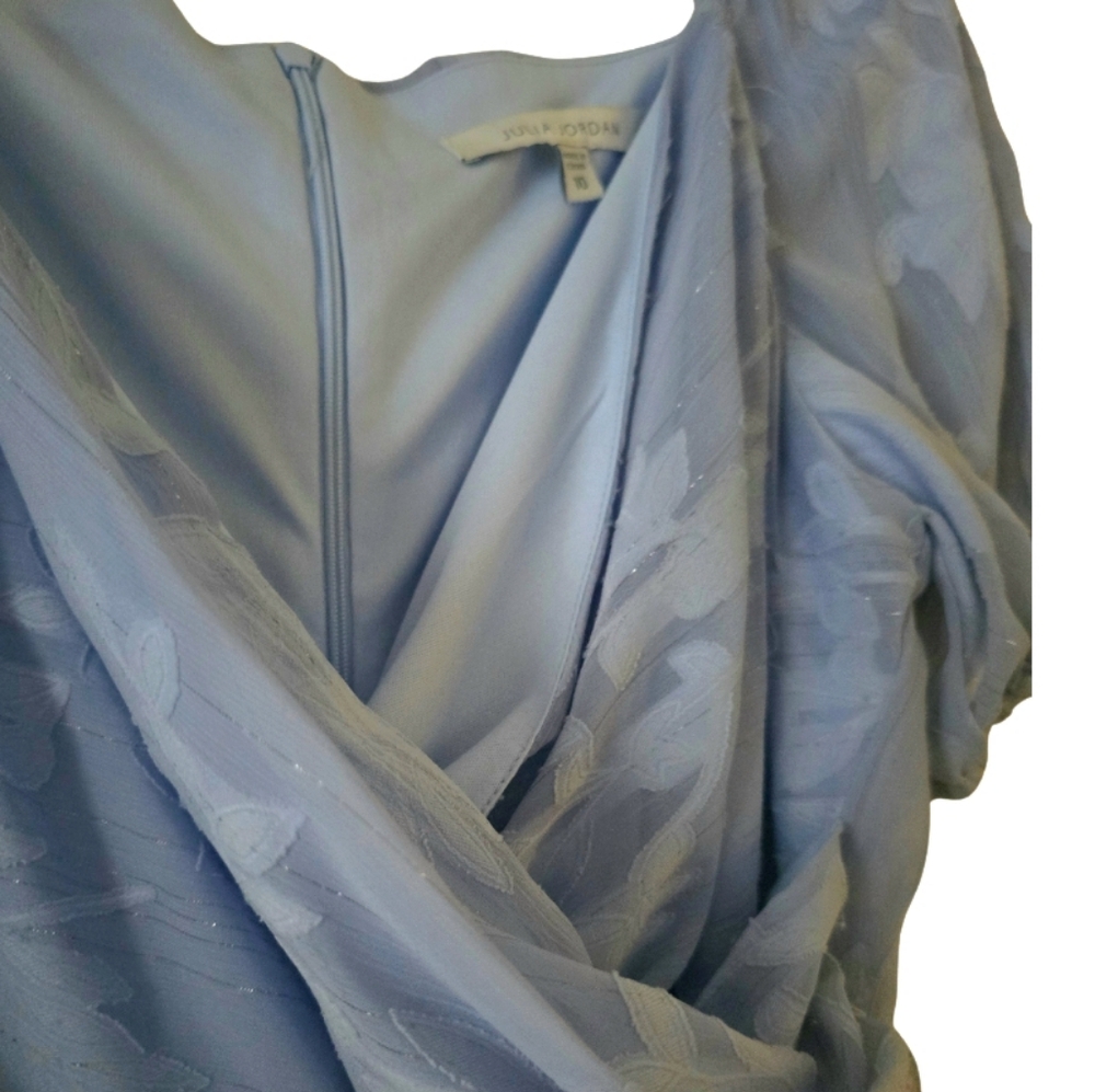 Julia Jordan Sky Blue Puff Sleeve Midi Dress Wrap Style (SIZE 10) - Picture 5 of 5
